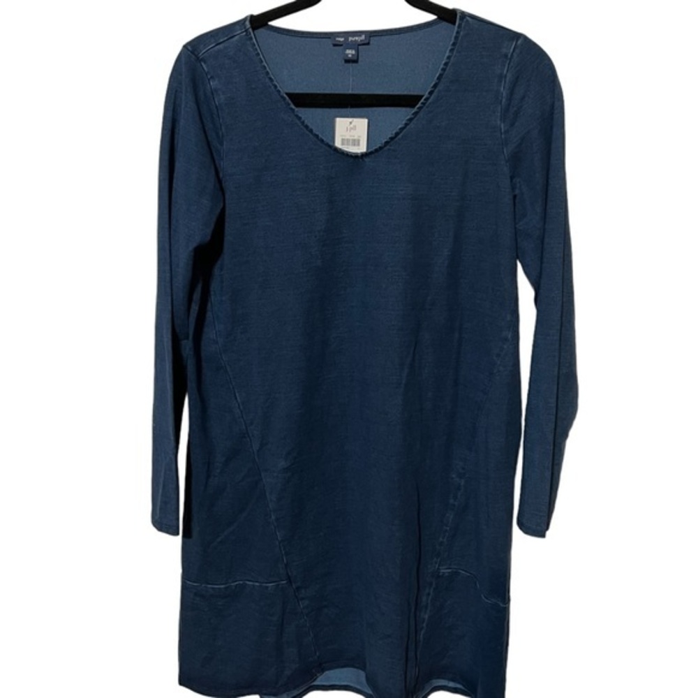 J. Jill Blue Soft Knee Length Long Sleeve Dress Size XS